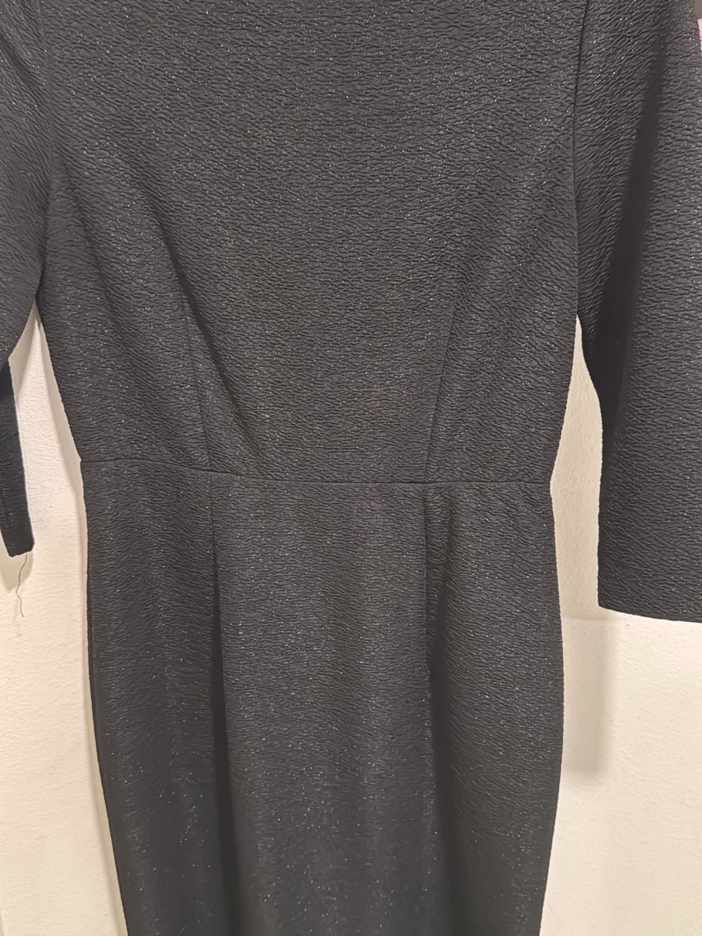 Catherine Malandrino Black Textured Long-Sleeve Dress